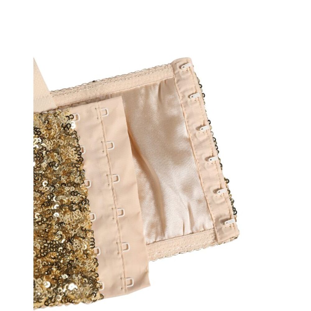 Dolce & Gabbana Gold Sequined Semi-Pad Underwire Bra Women's Underwear
